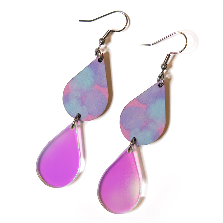 Violetti-hologrammi Tippa-korvakorut